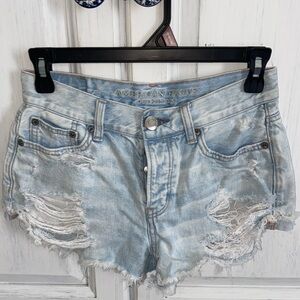 American Eagle Outfitters Light Blue Ripped Jean Shorts